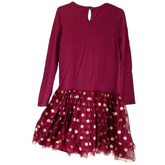 Girls rare editions burgundy tulle twirl worthy dress with gold bow Sz 6X - Picture 3 of 8